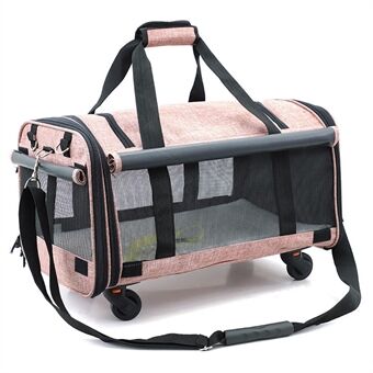 LDLC QS-019 Large Capacity Portable Pet Bag with Detachable Wheels Breathable Dog Cat Container Travel Pet Carrier Case