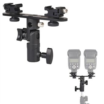 Flash Bracket Paraply Holder Lys Stand Bracket med 2 Hot Shoe Mount til Flash Speedlight Youngnuo