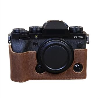 Til Fujifilm X-T5 kamerataske i ægte læder Batteriåbningsdesign Beskyttelsescover