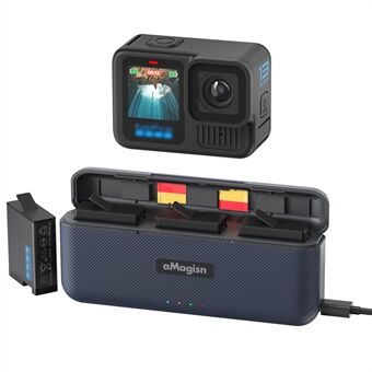 AMAGISN til GoPro Hero 13 opladningsetui ABS+Silikone actionkamera batterioplader opbevaringsboks