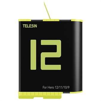 TELESIN Fuldt Dekodet Batteri til GoPro Hero 12 / 11 / 10 / 9 Action Kamera 1750mAh Erstatningsbatteri