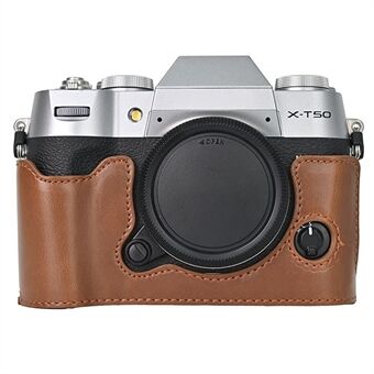 For Fujifilm X-T50 PU Læder Halv Etui Greb Digital Kamera Taske Dække med Åbningsbund