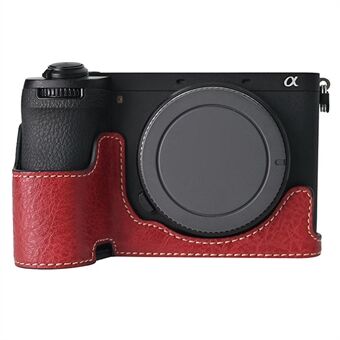 Til Sony A6700 Kamera Taske Stor Udsparing Litchi Tekstur PU Læder Beskytter