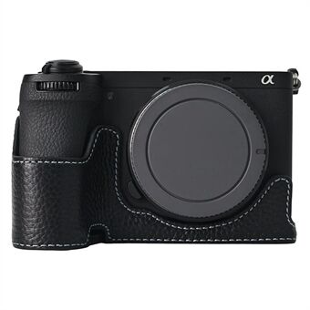 For Sony A6700 Kamera Bunddæksel Etui Stor Åbningsdesign Ægte Kohud Beskytter