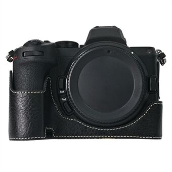 For Nikon Z 5 / Z 6 II / Z 7 II Kamerataske Stor Udskæring Litchi Struktur PU Læder Beskyttende Cover