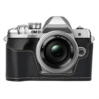 Til Olympus OM-D E-M10 Mark III Kamerataske Tekstureret Læder Bundtaske Let at Skifte Batteri