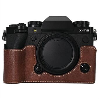 Til Fujifilm X-T5 Kamerataske Stor Udsparing Litchi Struktur PU Læderbeskyttelsescover