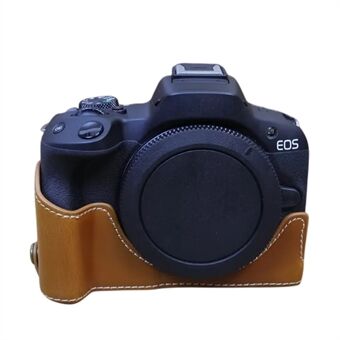 Til Canon EOS R50 / R100 kamera bundhylster Stort åbningsdesign PU læder etui med halv krop