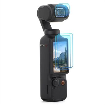 SUNNYLIFE OP3-BHM717 2 stykker hærdet glas skærmbeskytter + 2 stykker linsefilm til DJI Osmo Pocket 3 håndholdt kamera