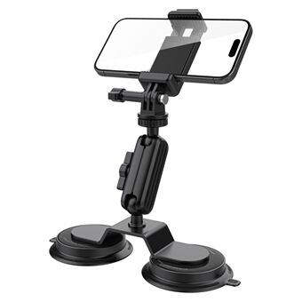 K03-2 Til Insta360 / GoPro Actionkamera-holder Magnetisk Dobbelt Sugekop Roterbar Kamerastativ