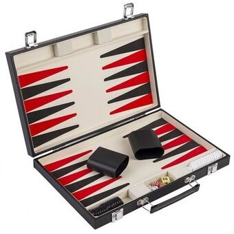 Backgammon Deluxe 36 cm kunstlæder sort